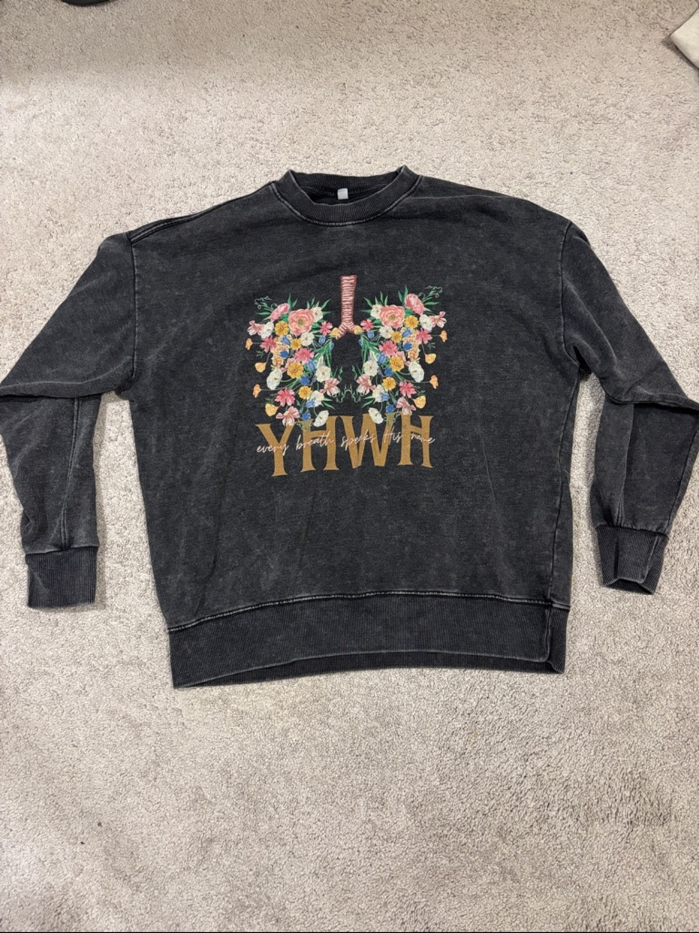 Floral Lungs Graphic Crewneck Sweatshirt - Black